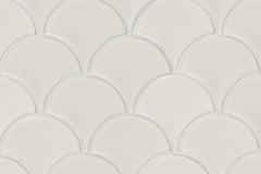 White Glossy Fish Scale Mosaic - Porcelain - Glossy - 12X12