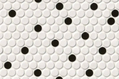 White and Black Glossy Penny Round - Porcelain - Glossy - 12X12